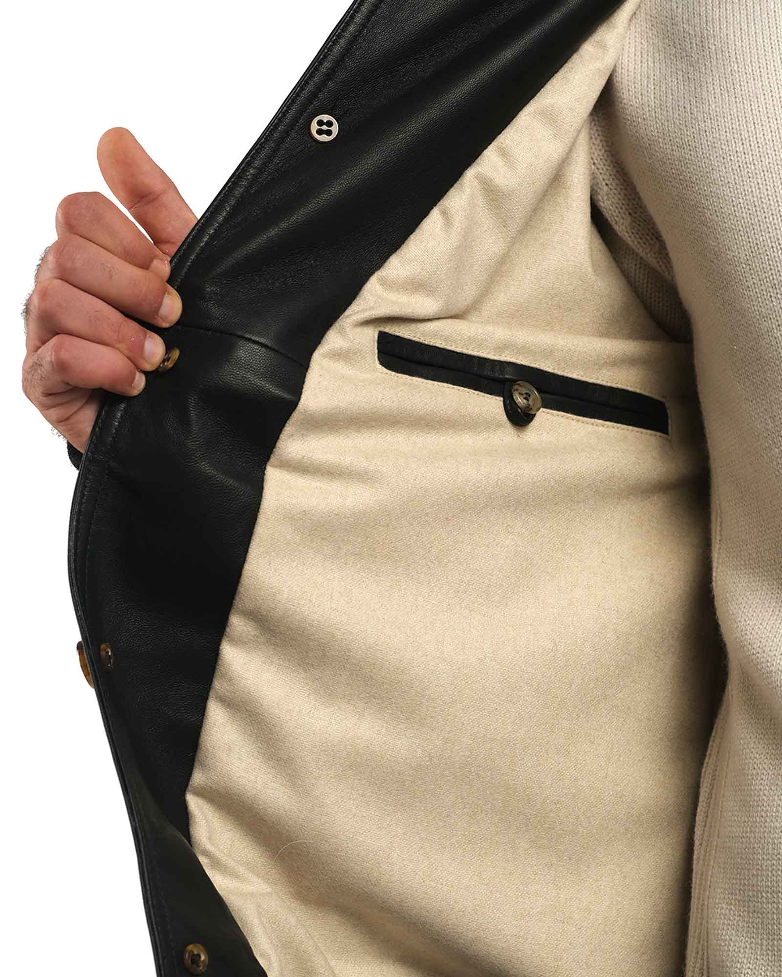 Bomber in soft black nappa and cashmere 51274 -10101