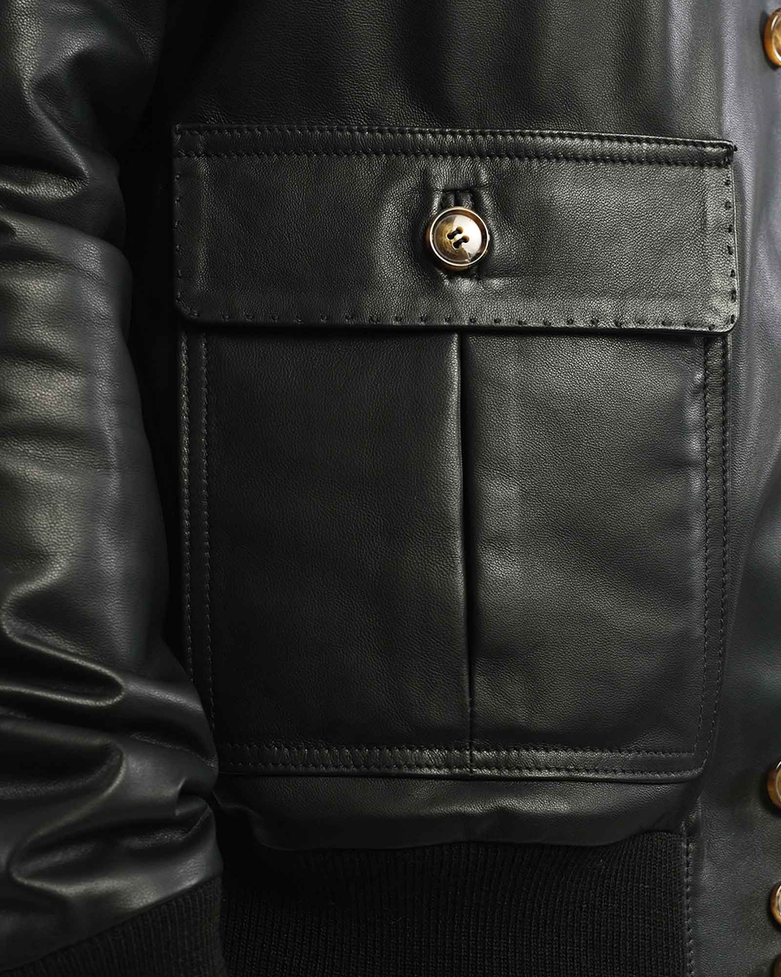 Bomber in soft black nappa and cashmere 51274 -10101