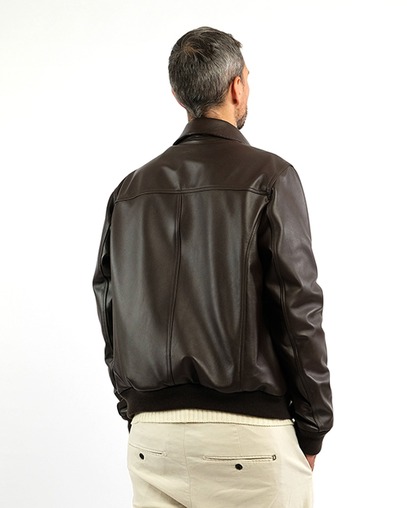 Bomber in soft dark brown nappa and cashmere 51288B -10101