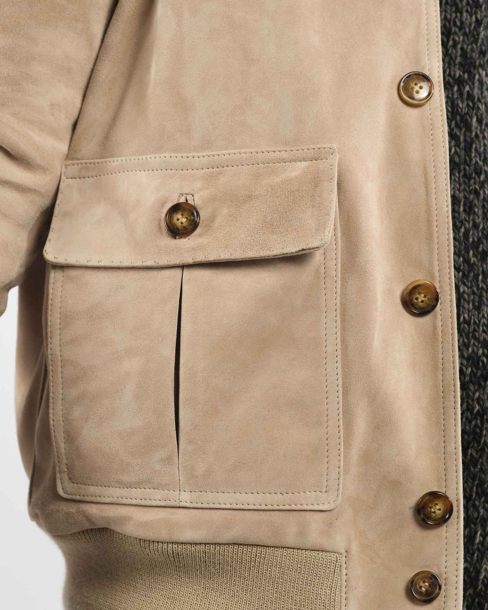 Bomber in soft sand suede and cashmere 51274 -10201