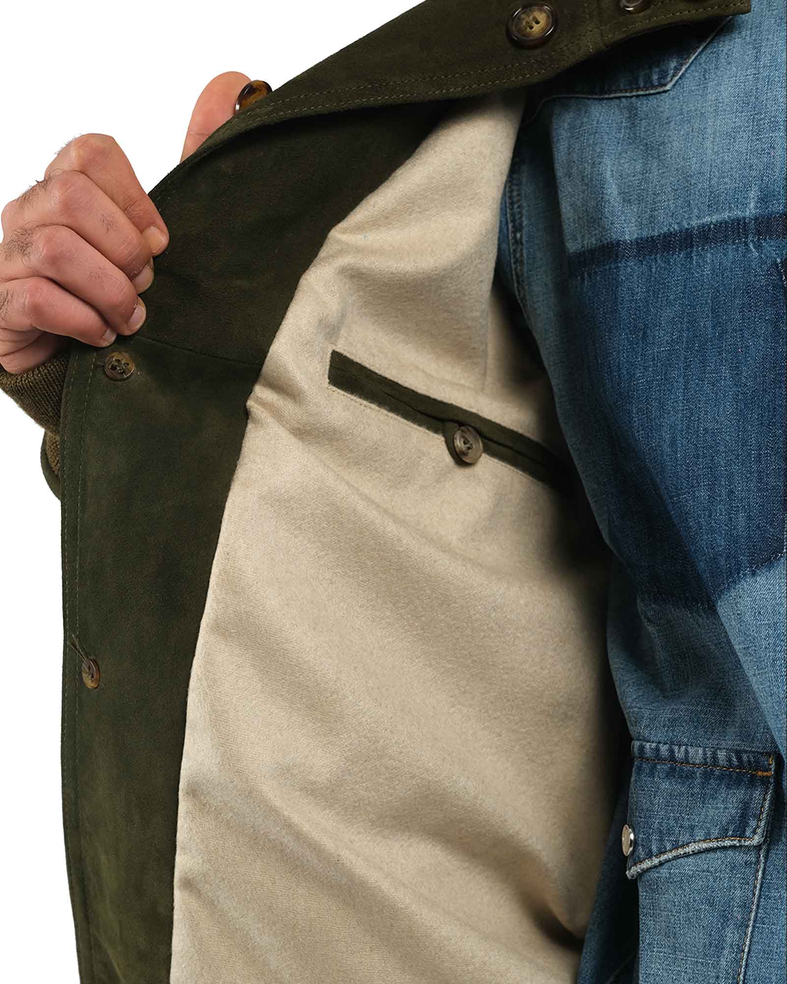 Bomber in soft dark brown suede and cashmere 51274 -10201