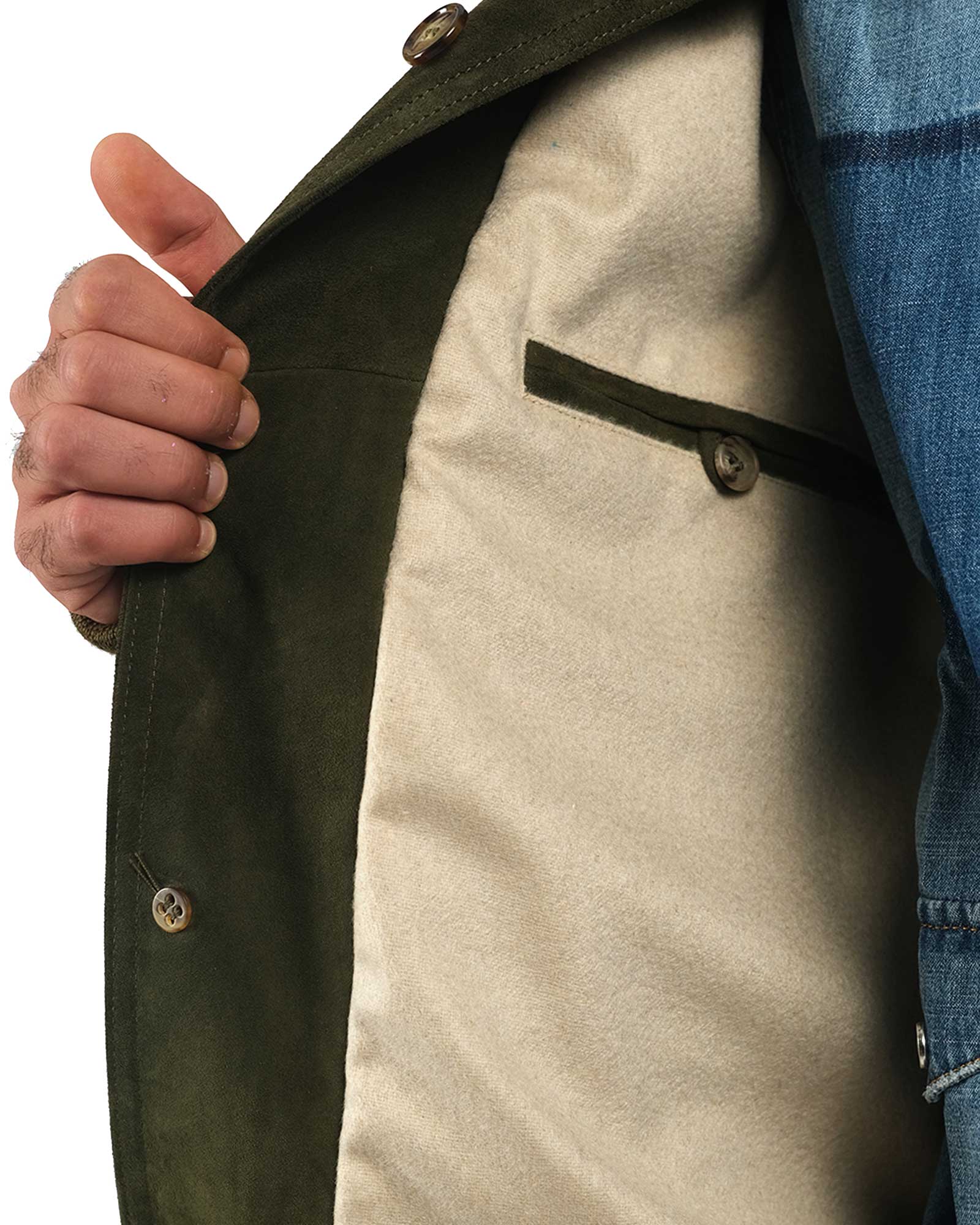 Bomber in soft green suede and cashmere 51274 -10201