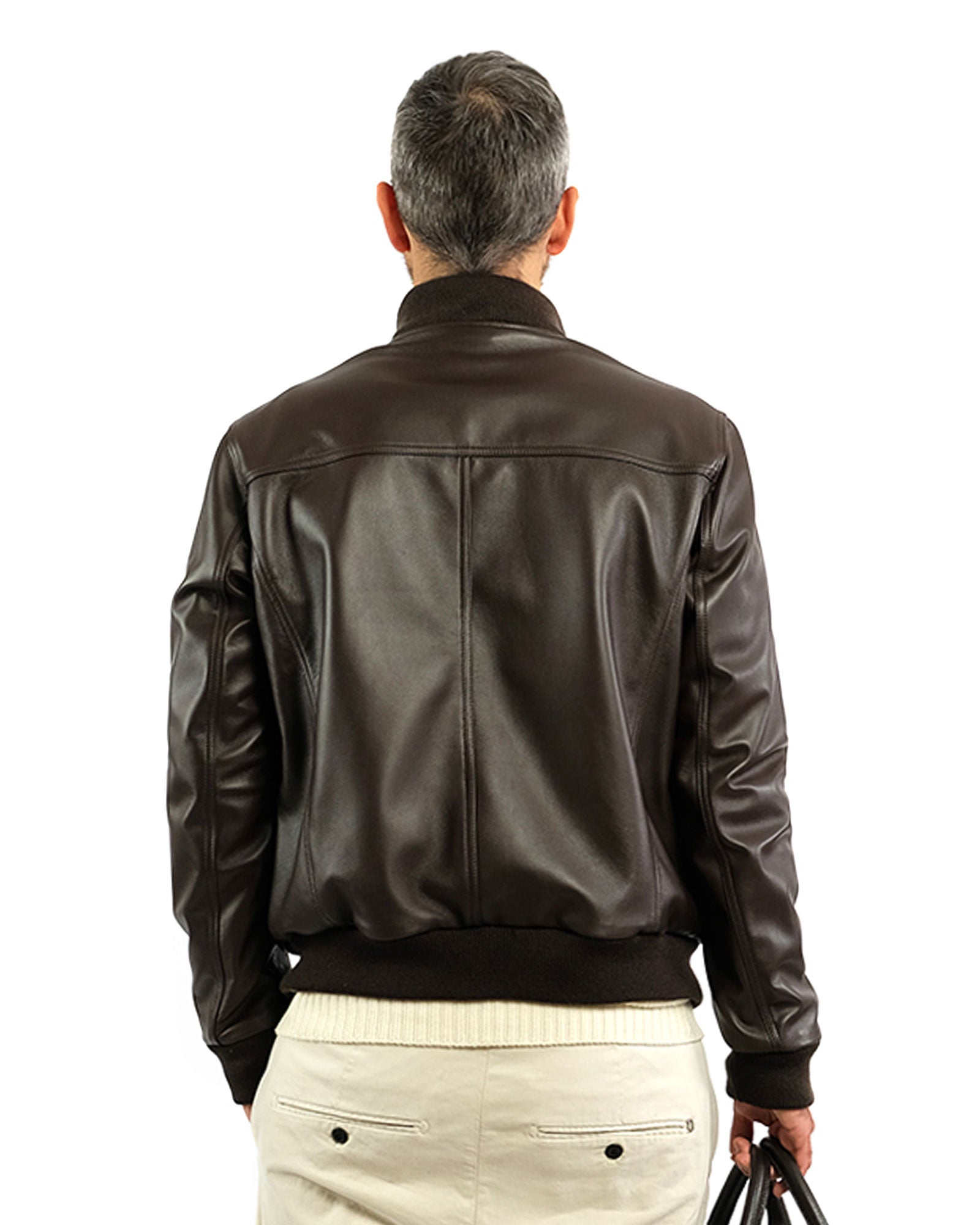 Bomber in soft dark brown nappa and cashmere 51274 -10101