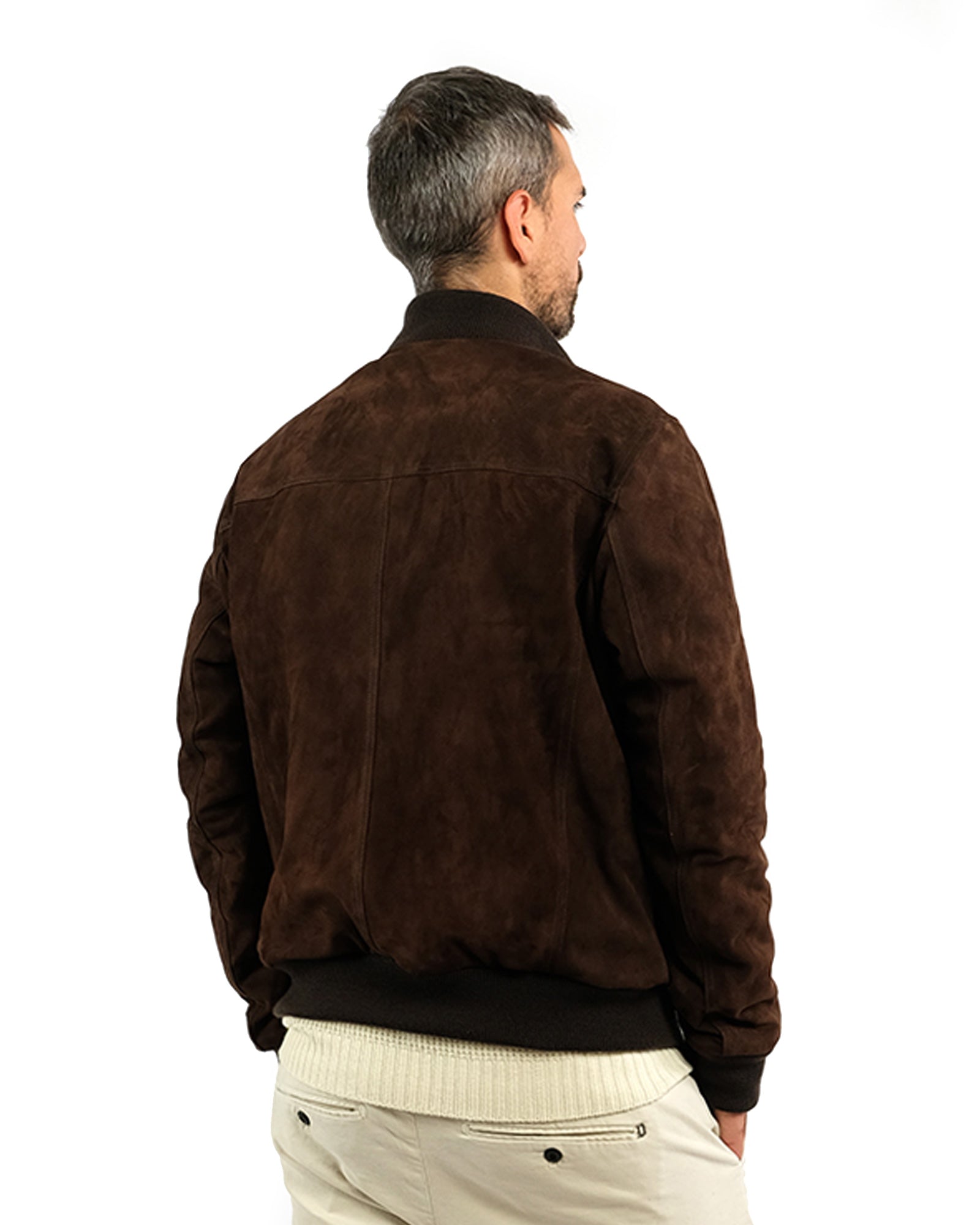 Bomber in soft dark brown suede and cashmere 51274 -10201