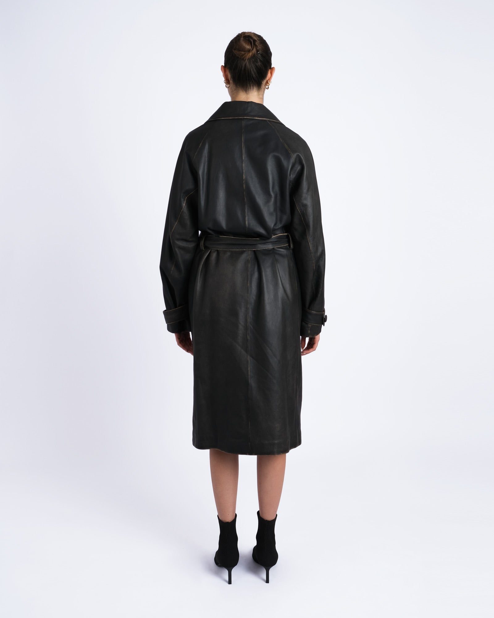 Vintage effect nappa coat