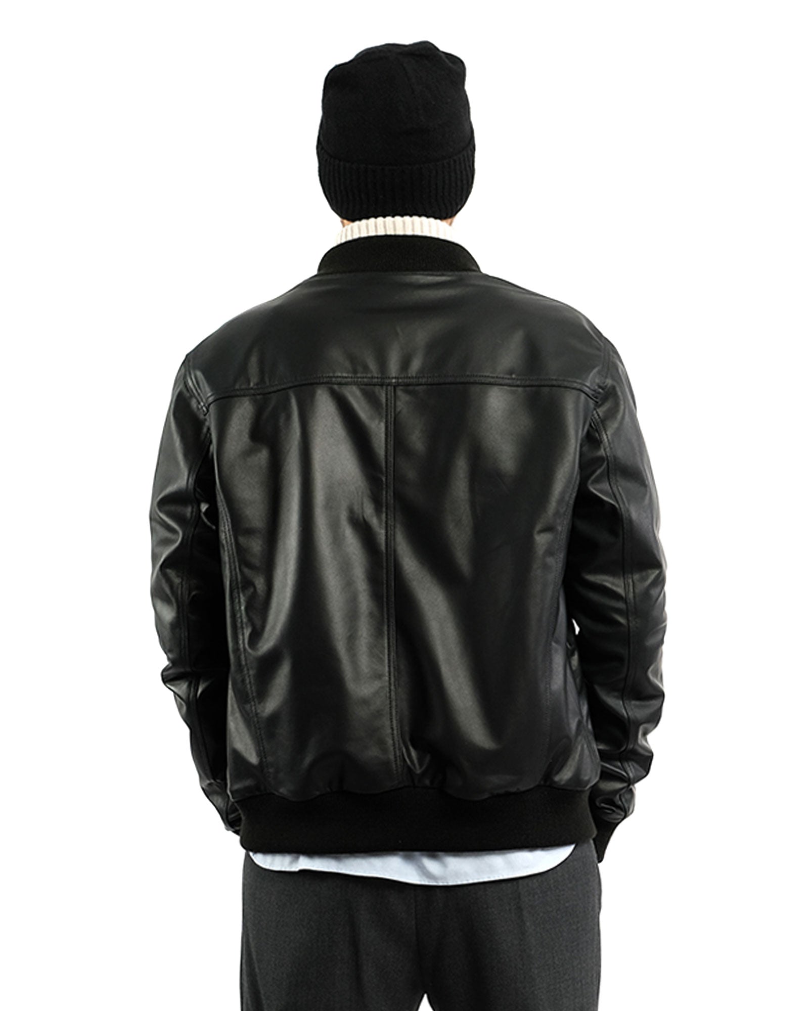 Bomber in soft black nappa and cashmere 51274 -10101