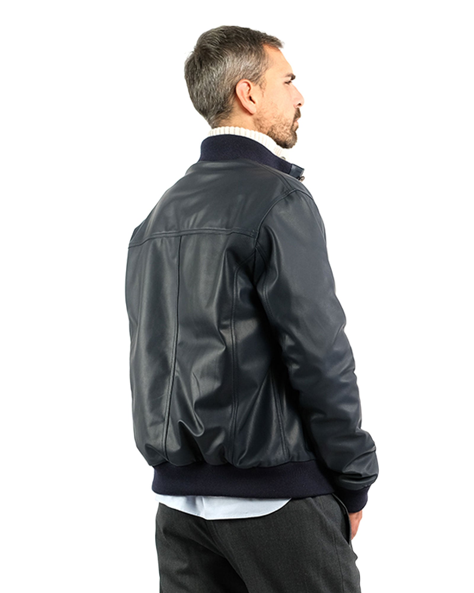 Bomber in soft blue nappa and cashmere 51274 -10101