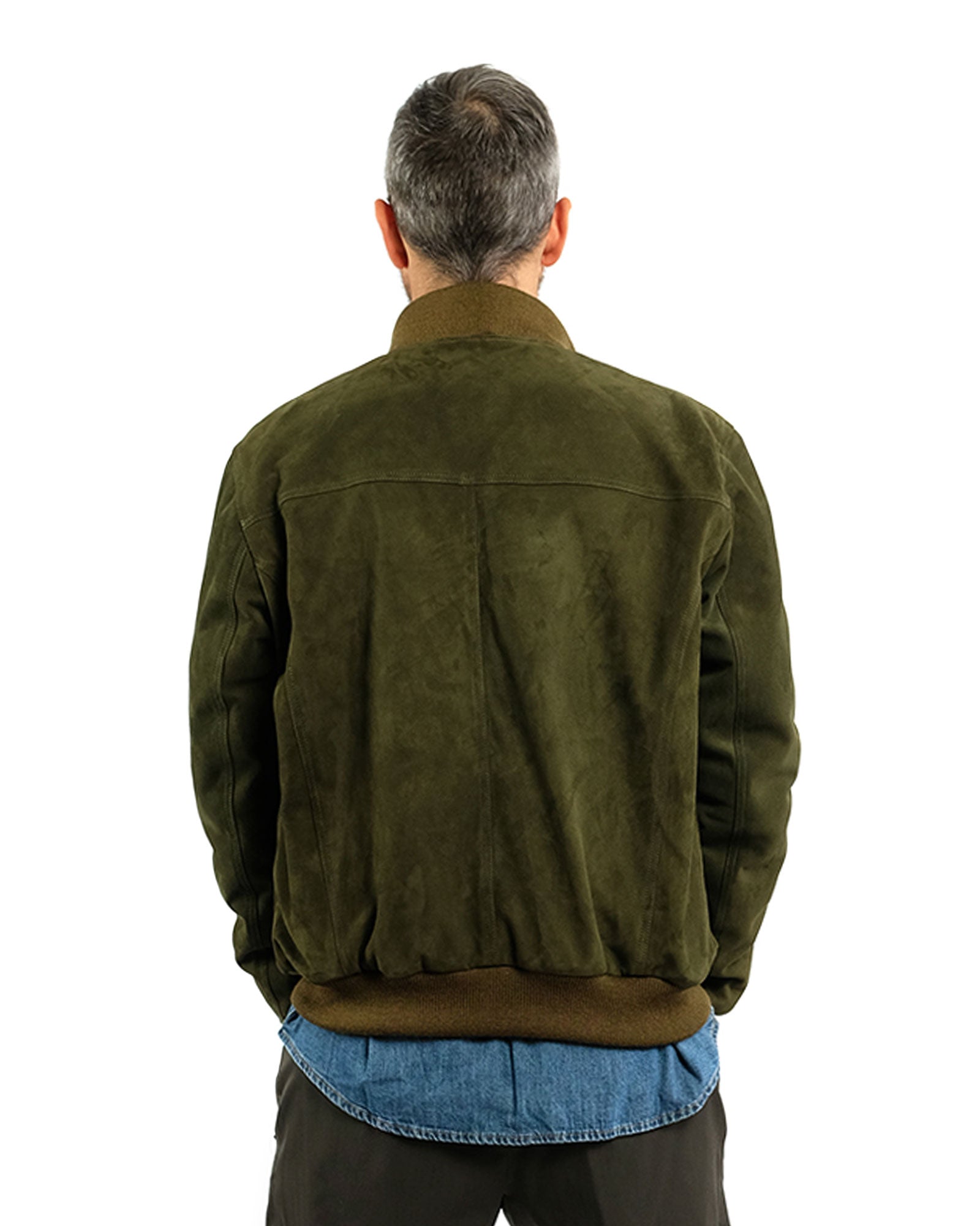 Bomber in soft green suede and cashmere 51274 -10201