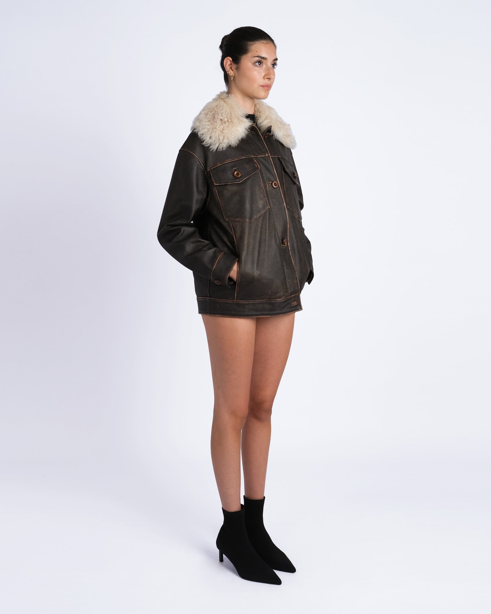 Vintage effect nappa jacket