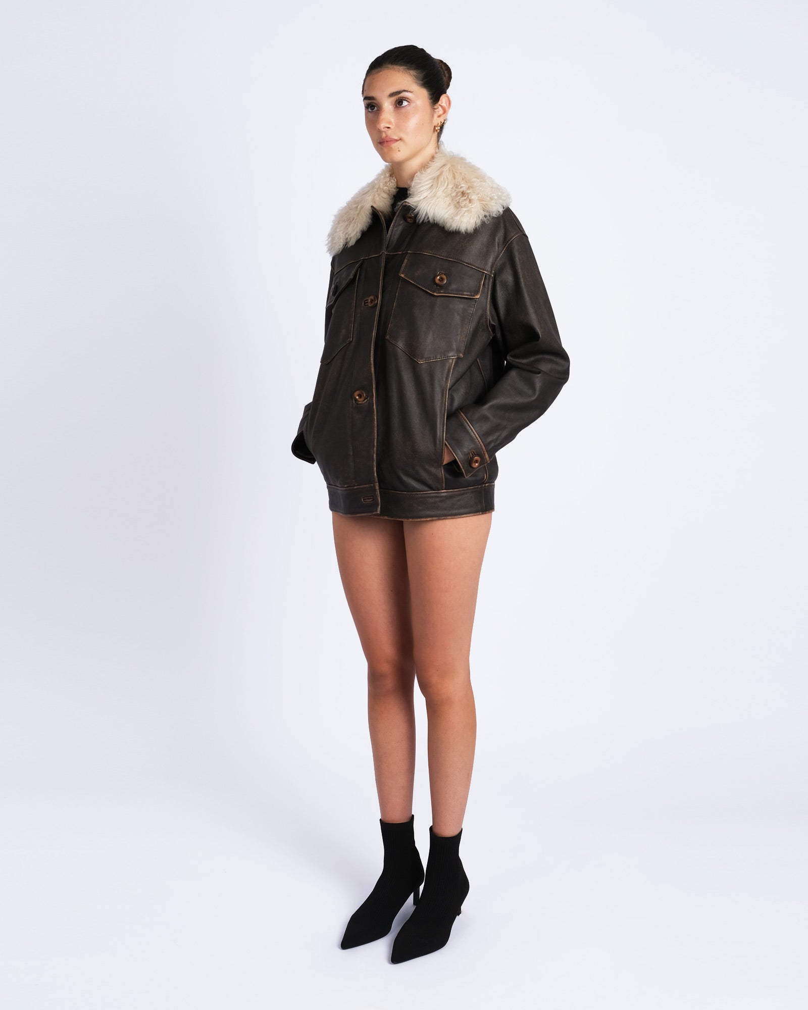 Vintage effect nappa jacket