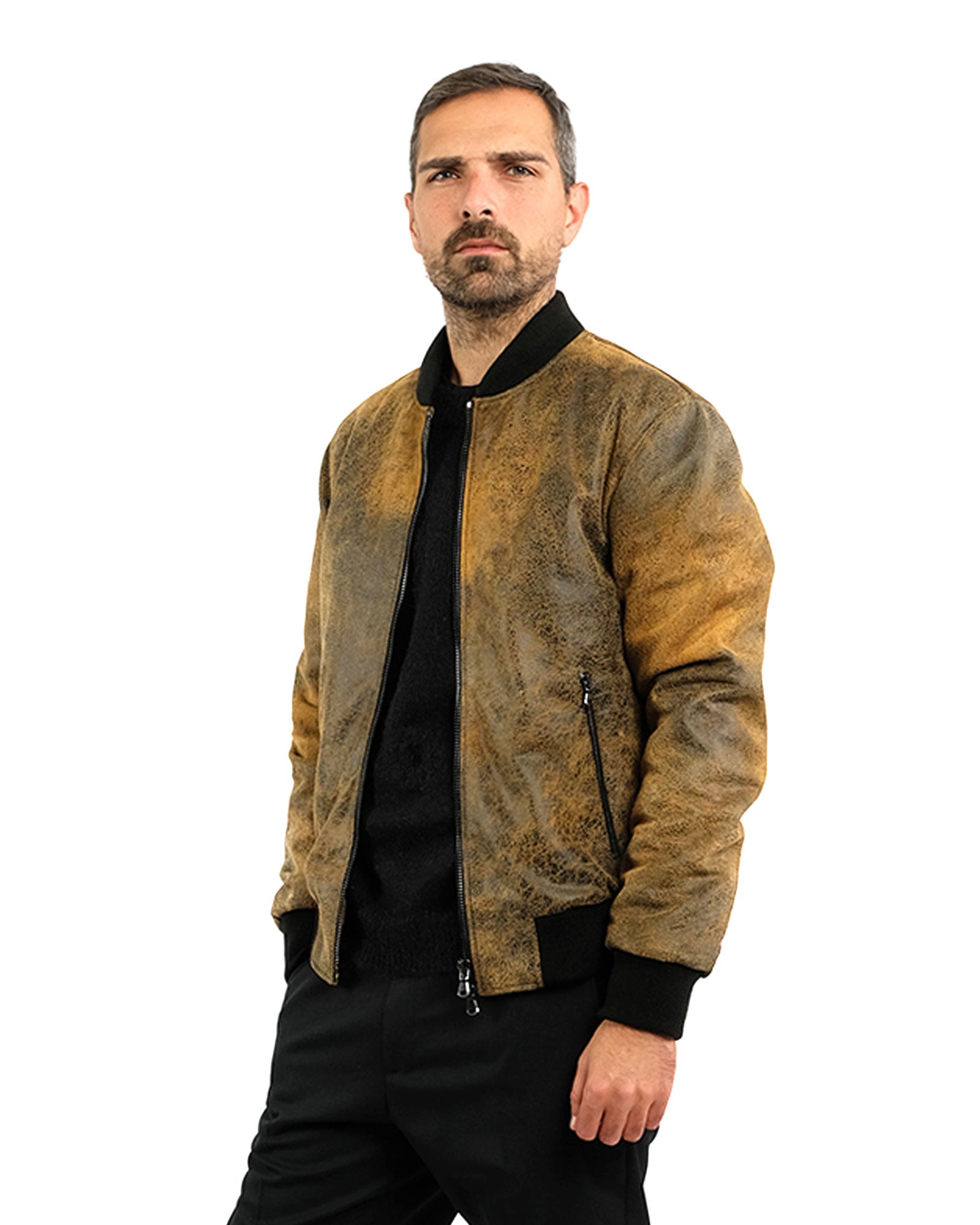 Brown savage nappa bomber jacket 41231B-90228