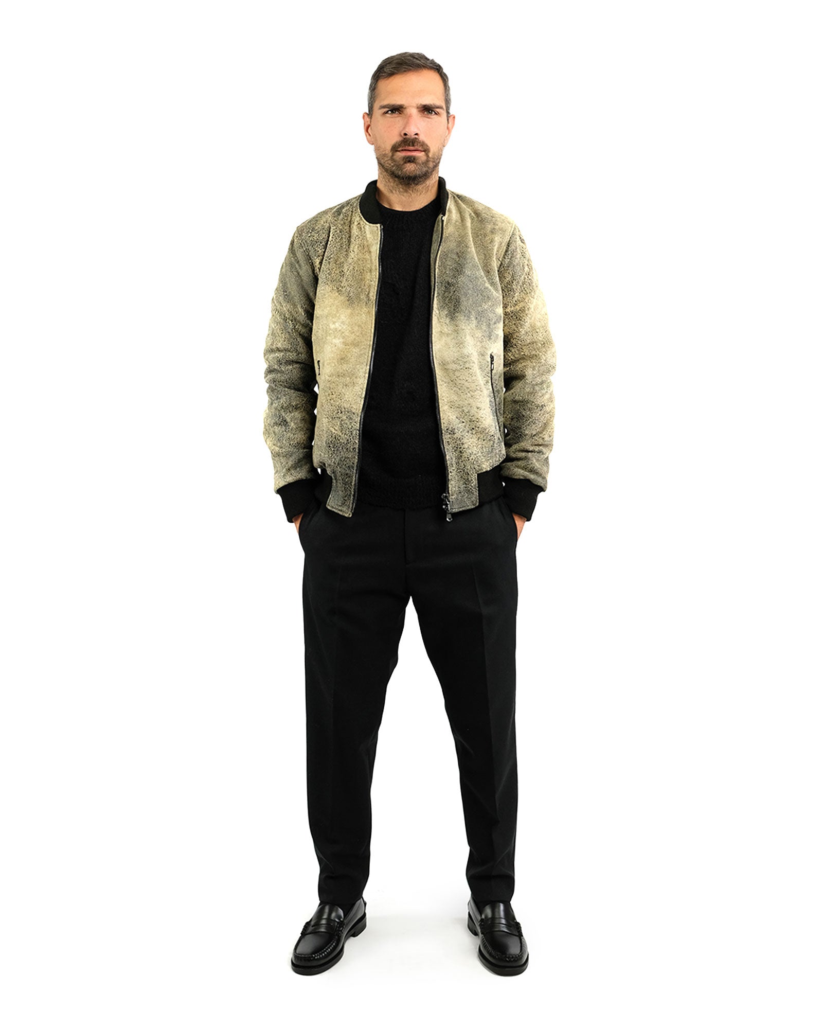 Bomber in nappa savage nero 41231B-90228