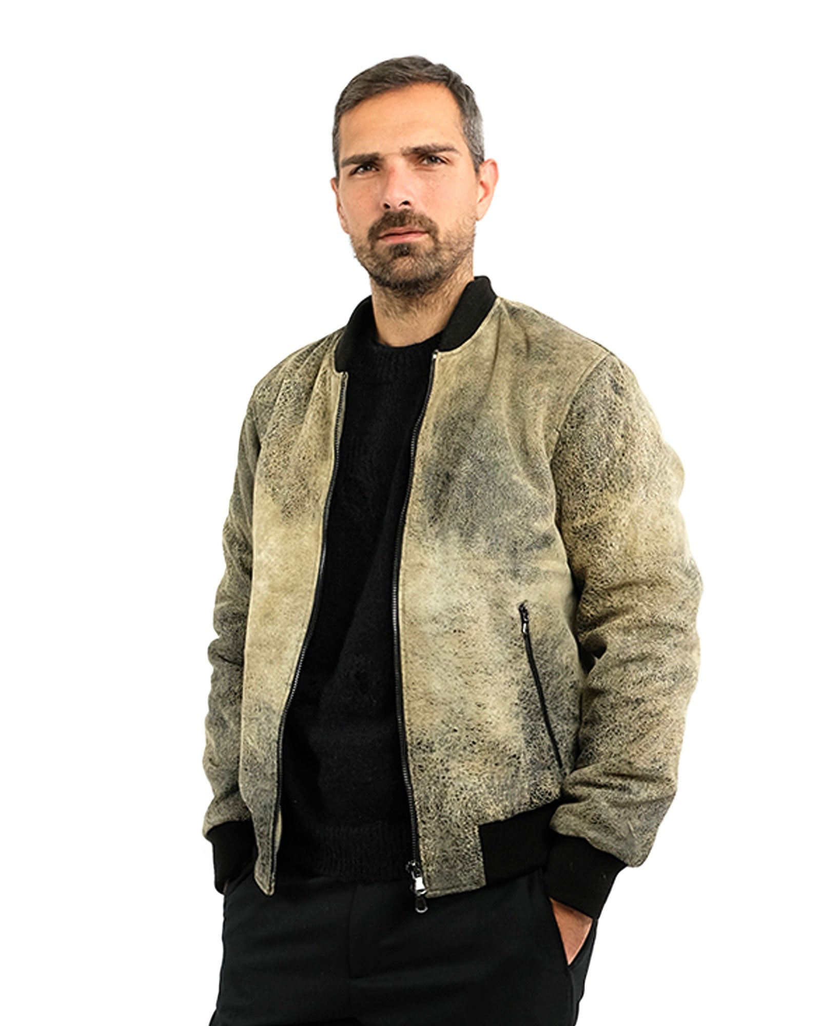 Bomber in nappa savage nero 41231B-90228