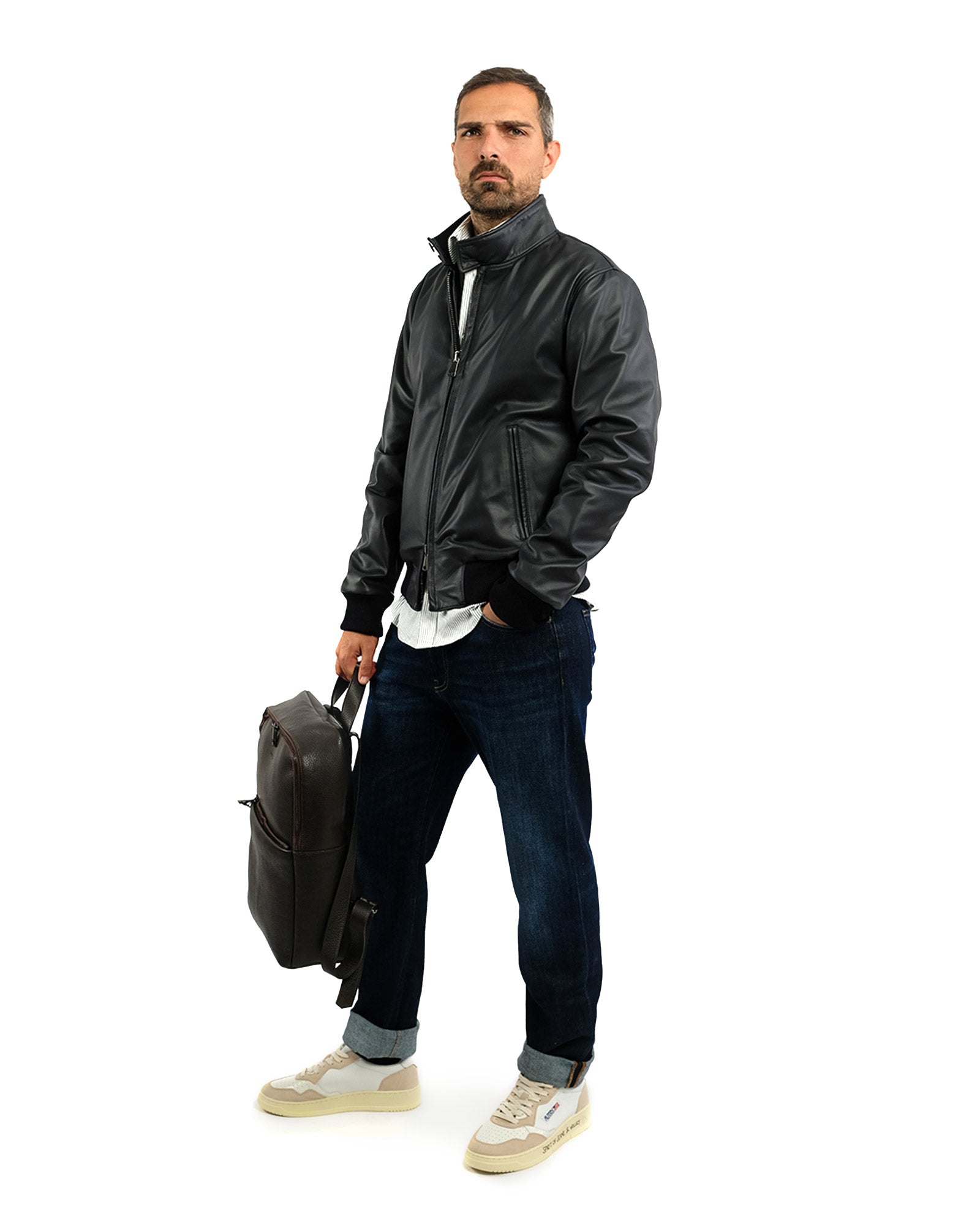 Blue nappa bomber jacket 51220-10101
