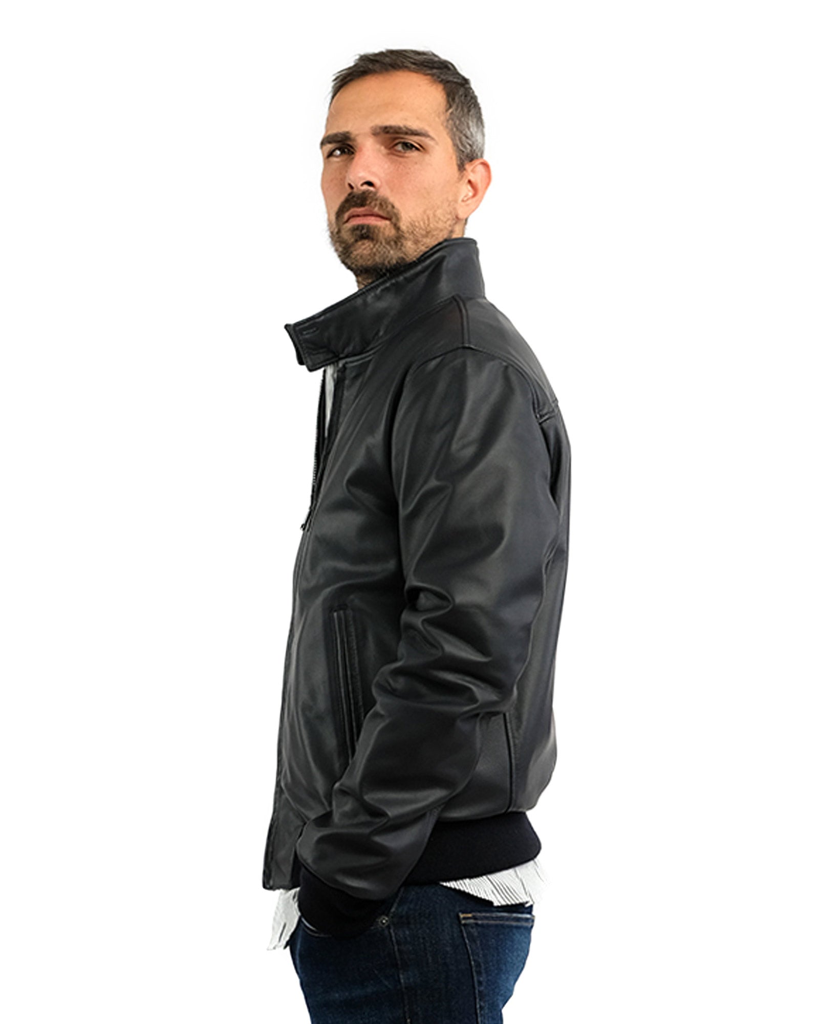 Blue nappa bomber jacket 51220-10101