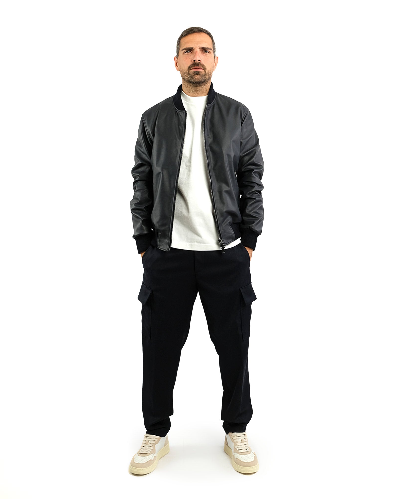 Bomber in nappa blu 41231B-10101