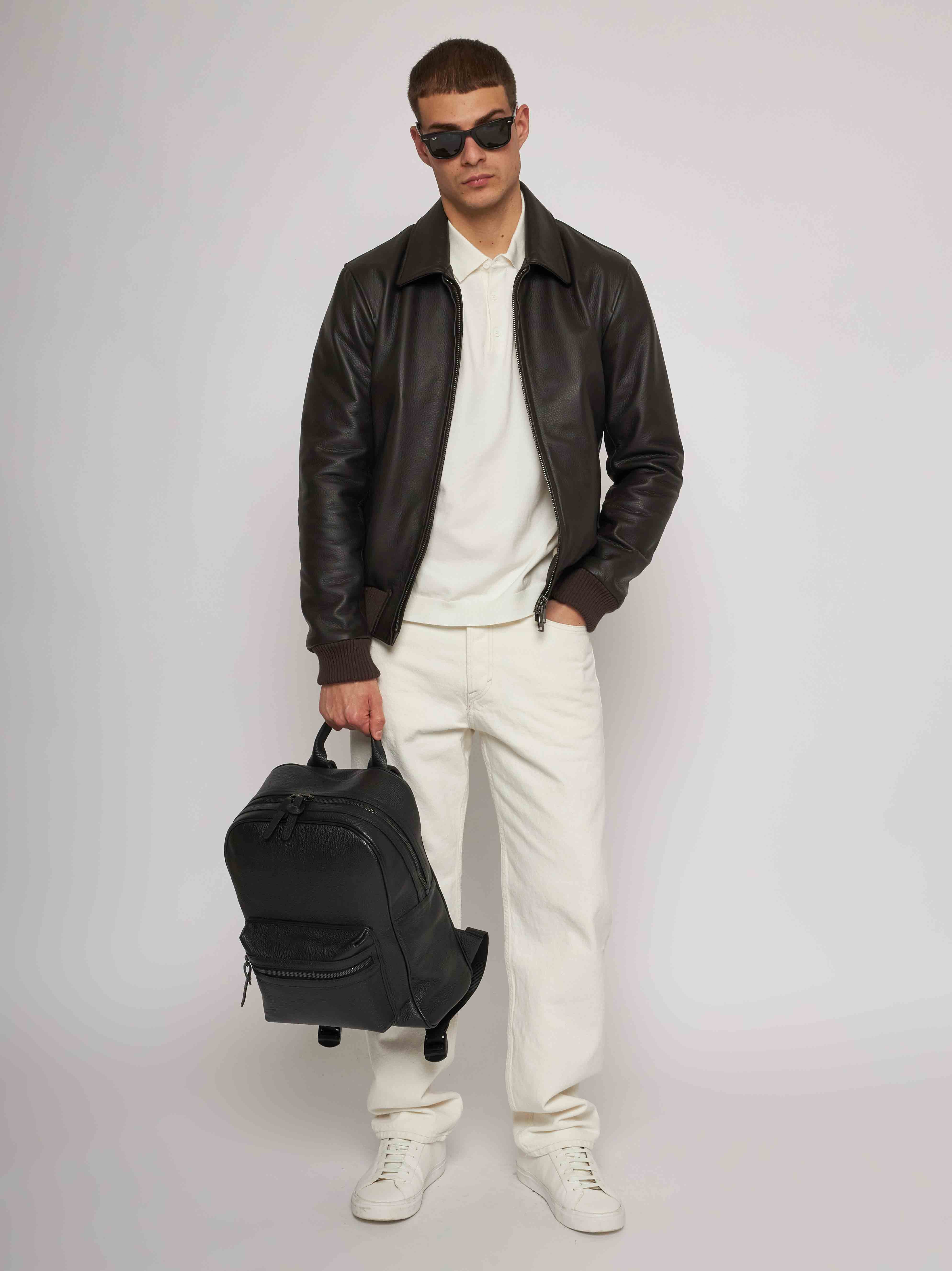 Giubbino in nappa cervo e cashmere testa di moro 51221B - 91403