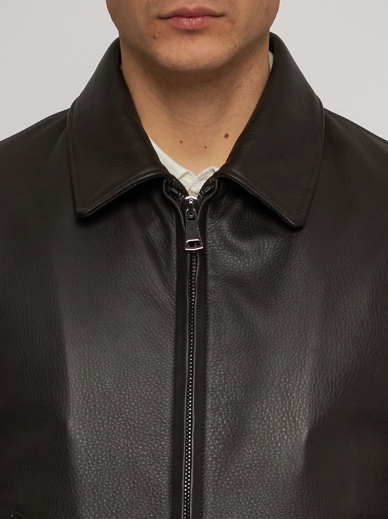 Deer nappa and dark brown cashmere jacket 51221B - 91403