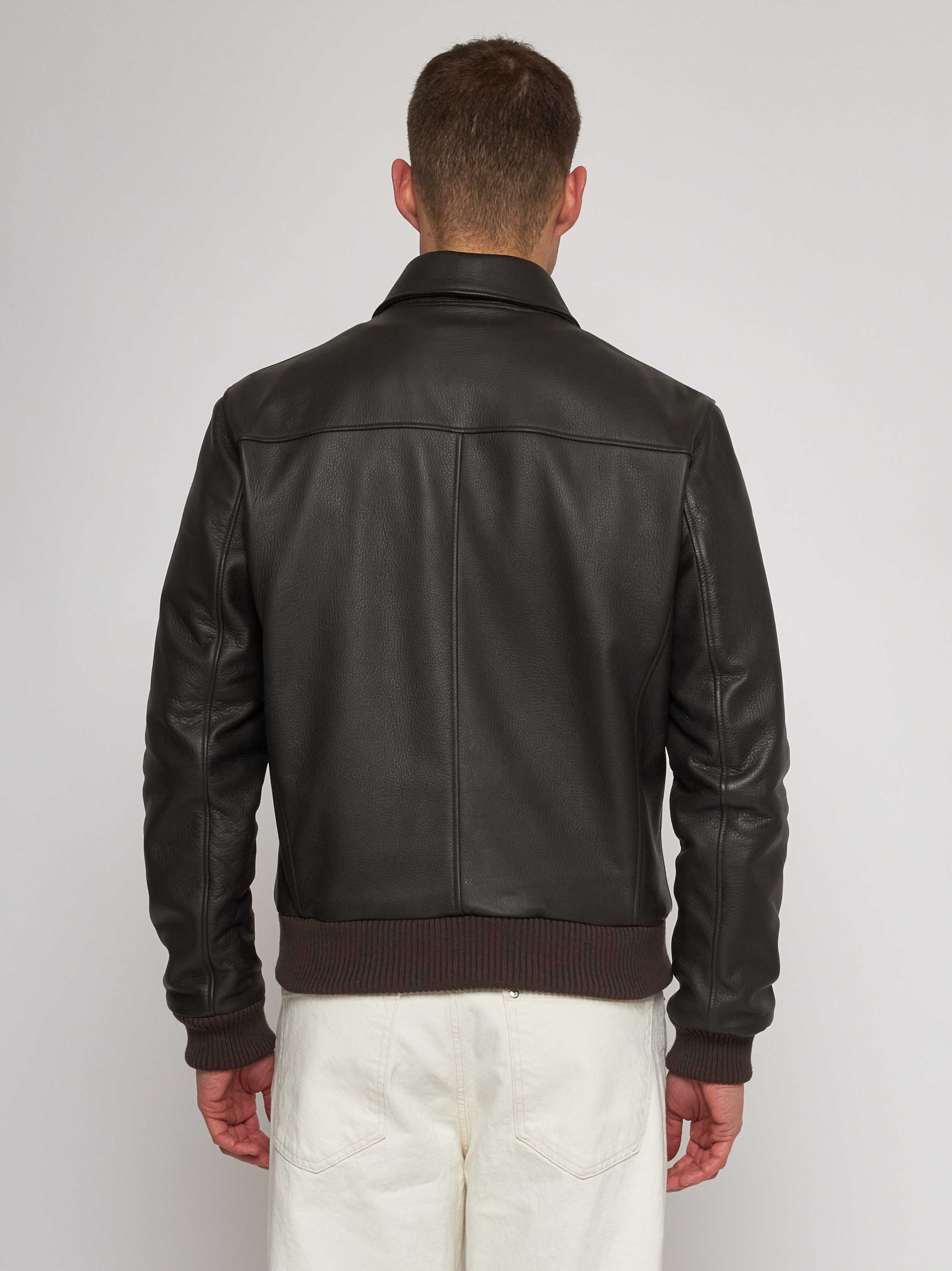 Deer nappa and dark brown cashmere jacket 51221B - 91403