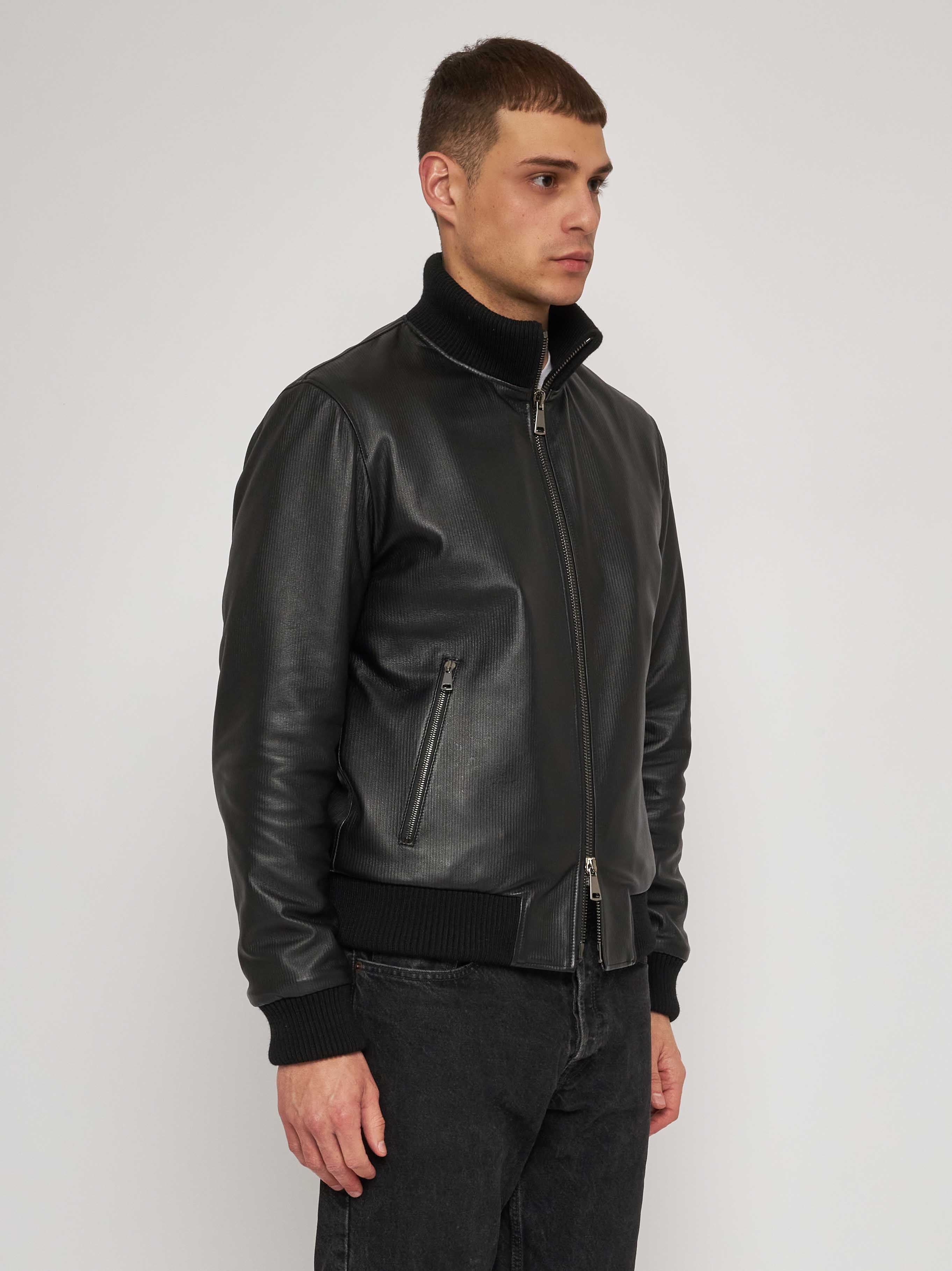 Blouson  in nappa stampa a righe 41231-60103