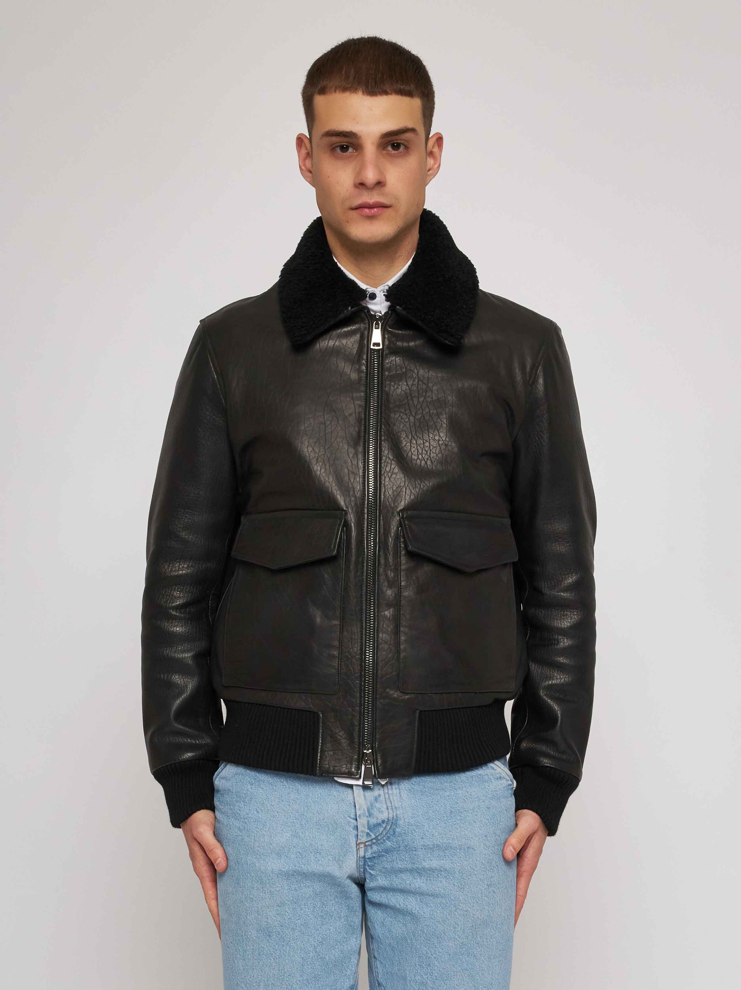 Blouson  in nappa  con collo in montone 51283B-90108