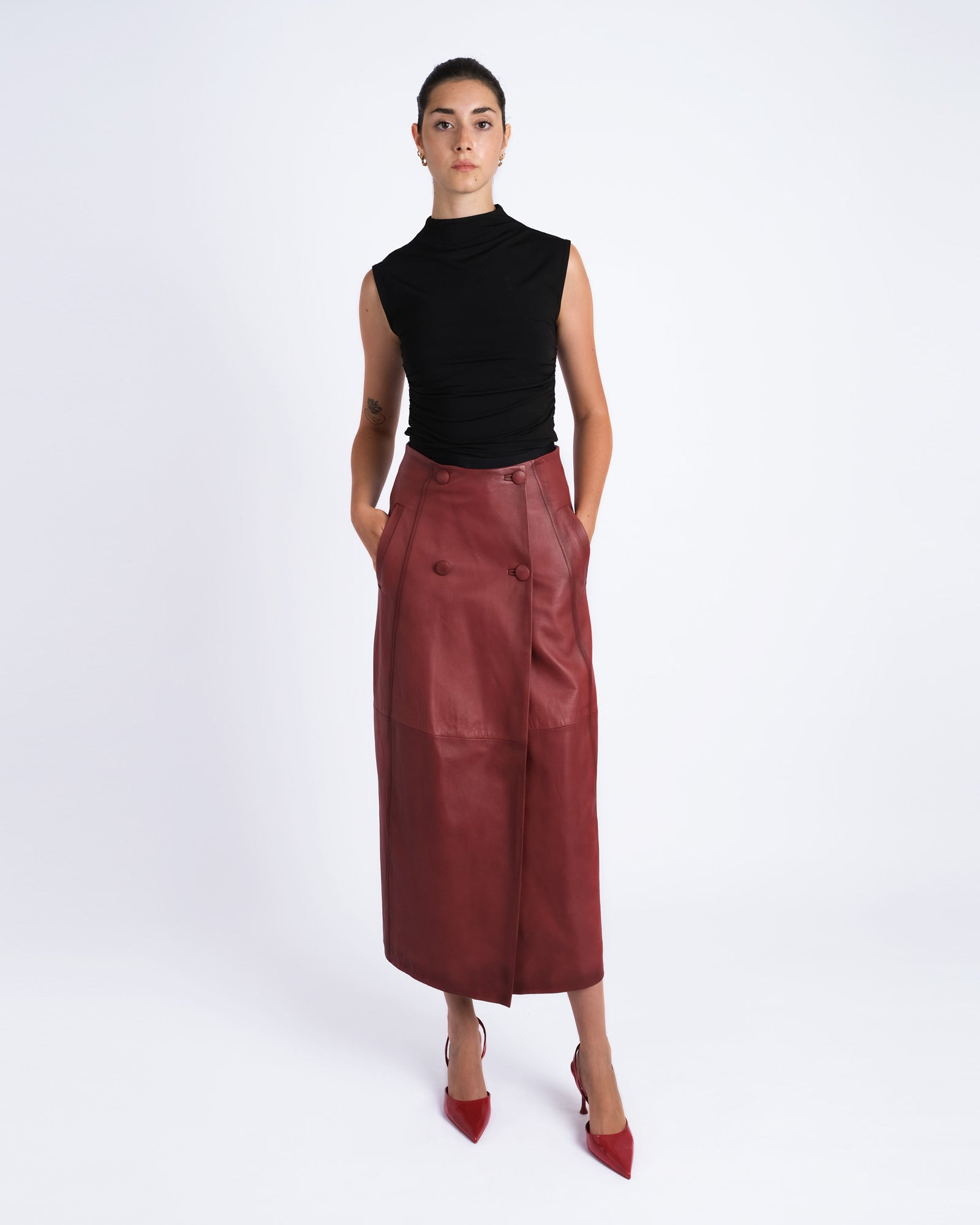 Nappa leather skirt