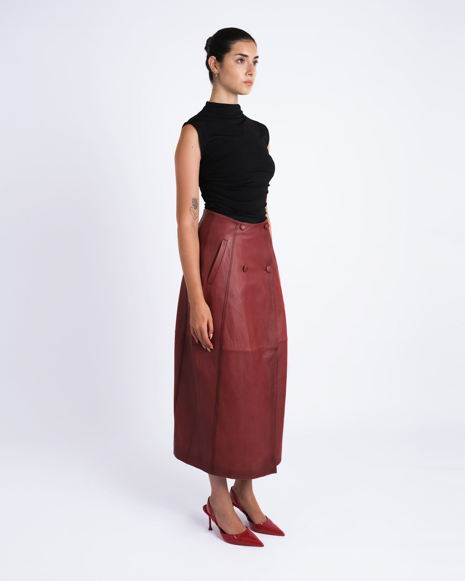 Nappa leather skirt