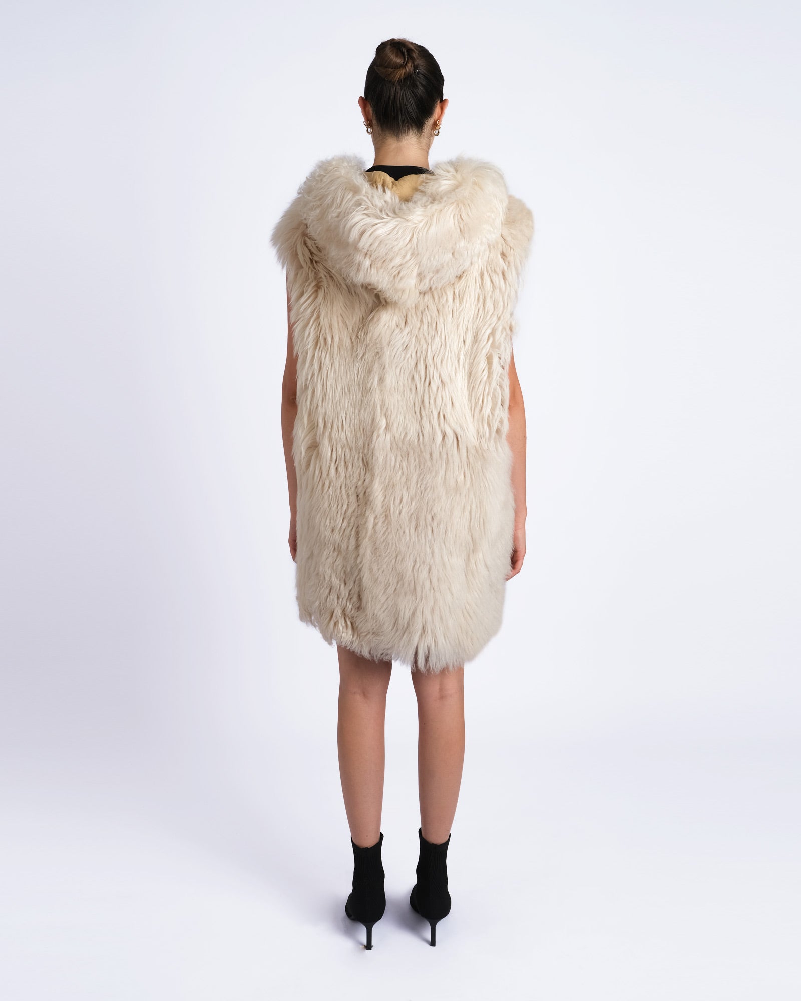 Gilet  lungo in shearling pastore