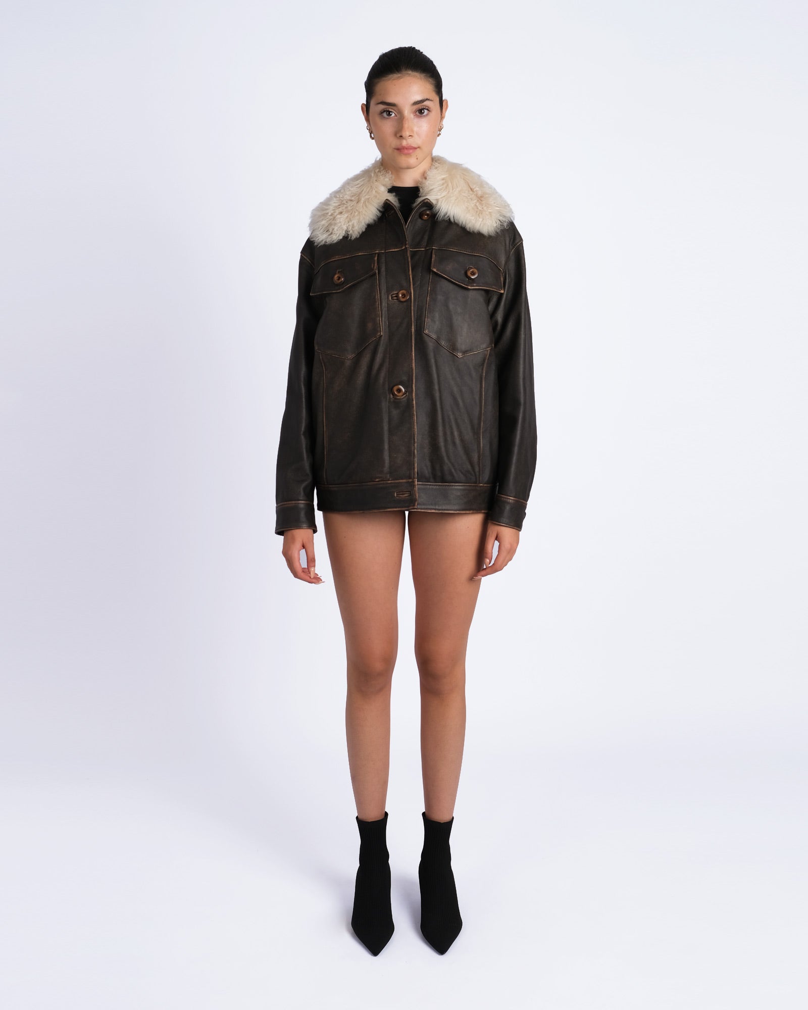 Aviator jacket in antique nappa