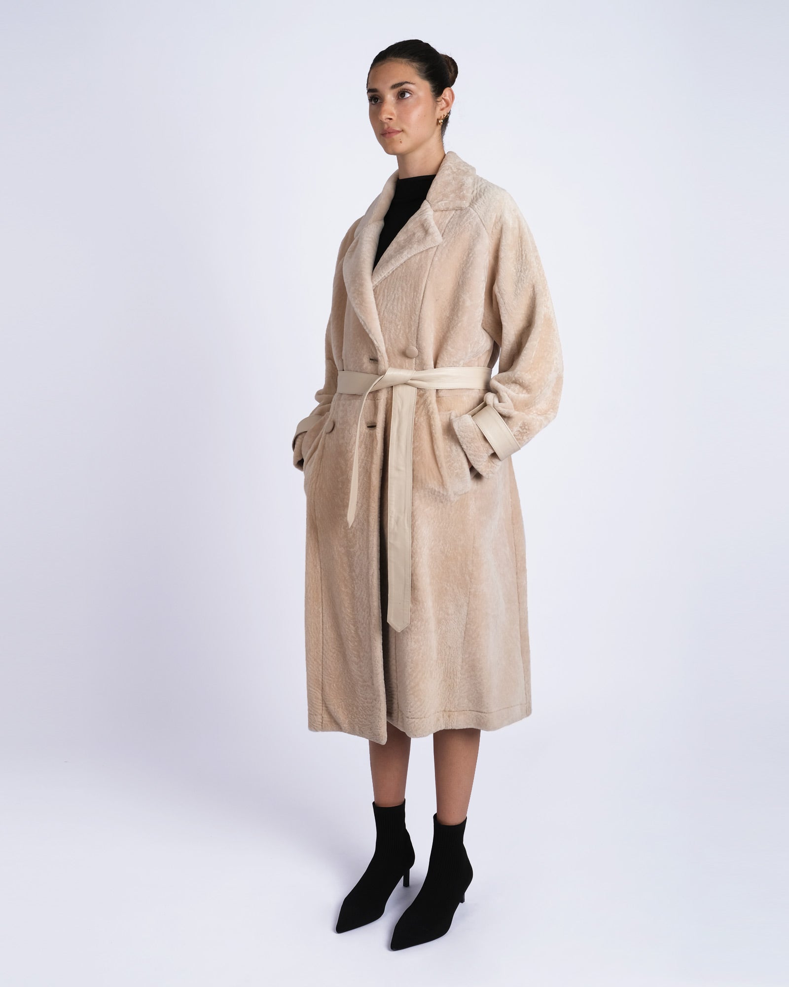 Cappotto in shearling doppio petto